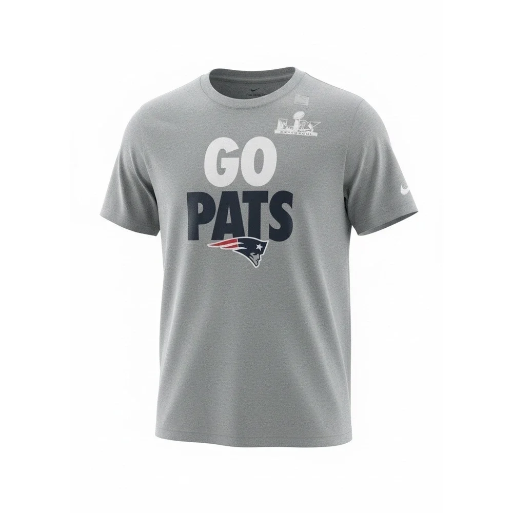 Nike Mens New England Patriots Super Bowl LII Go Pats Gray T-Shirt Size Medium